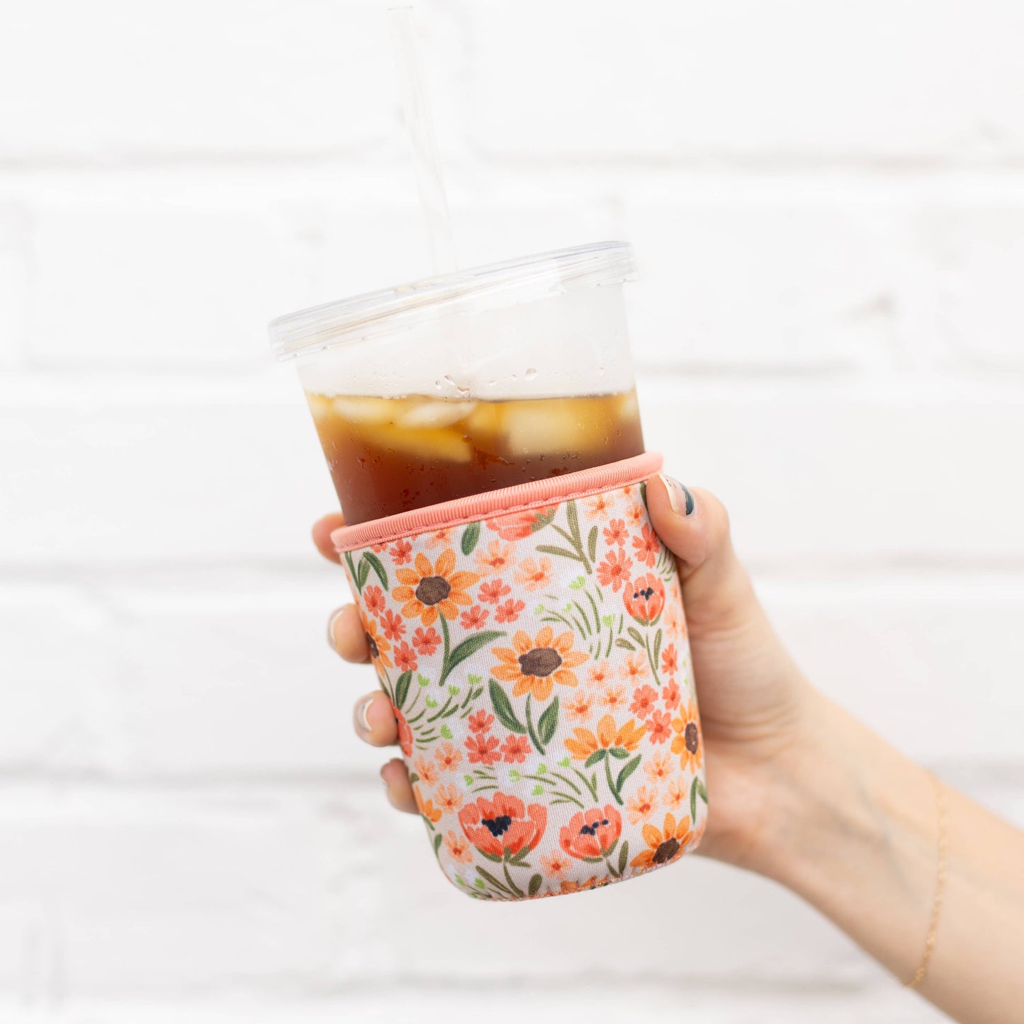 Sunny Poppies Drink Sleeve, Iced Coffee Sleeve, Drink Cover