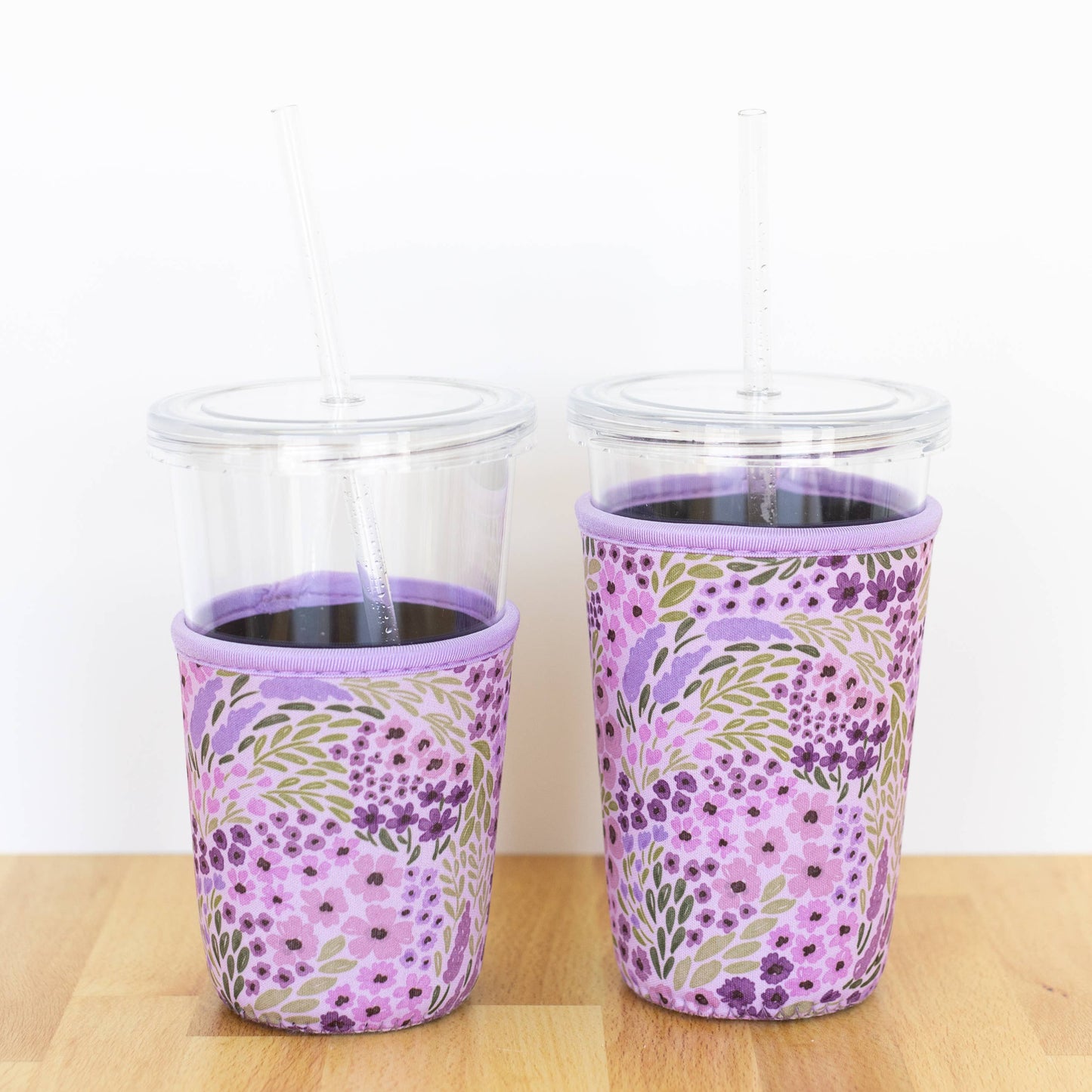 Lilac Floral Drink Sleeve, Iced Coffee Sleeve, Drink Cover