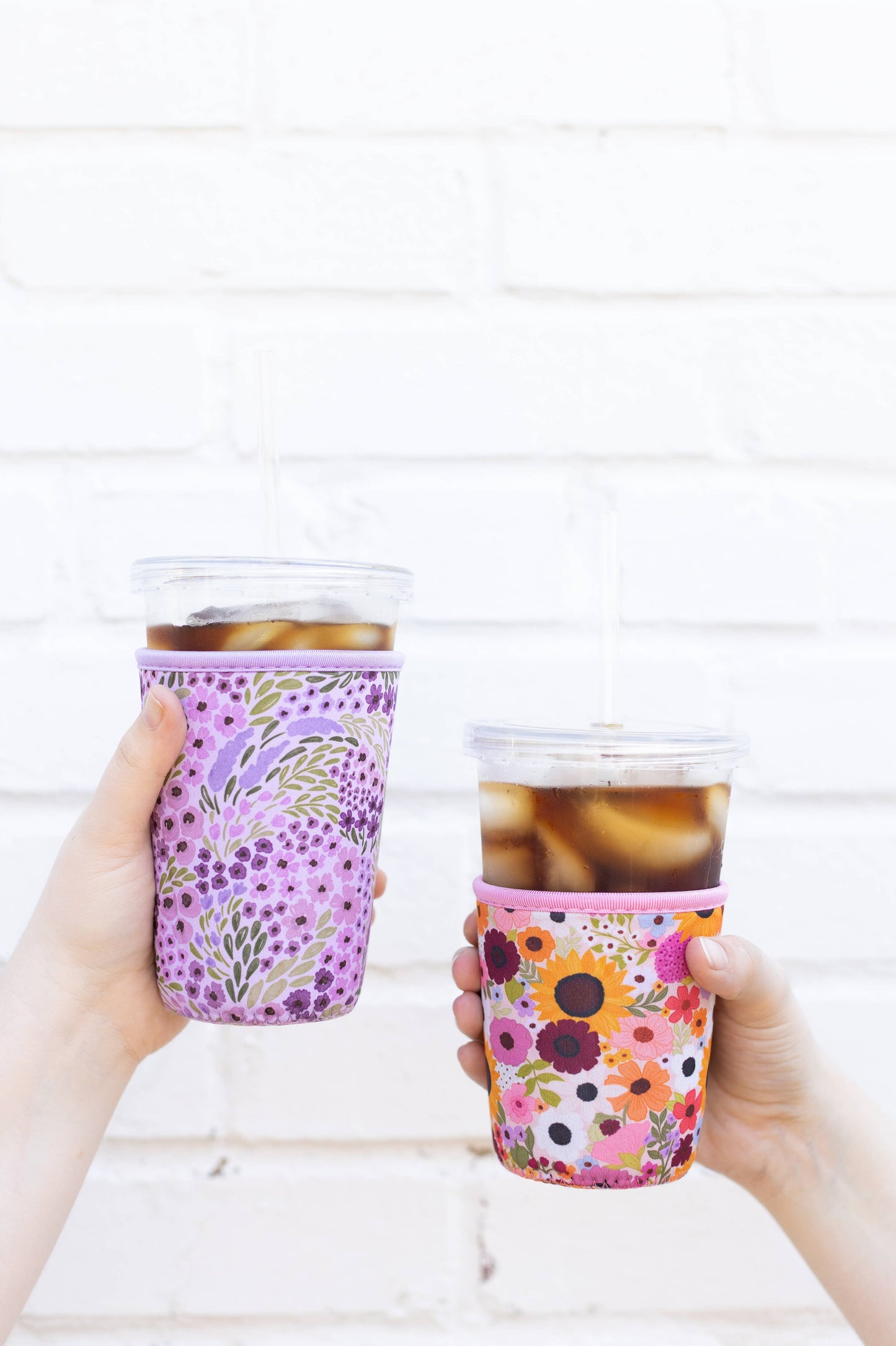 Lilac Floral Drink Sleeve, Iced Coffee Sleeve, Drink Cover