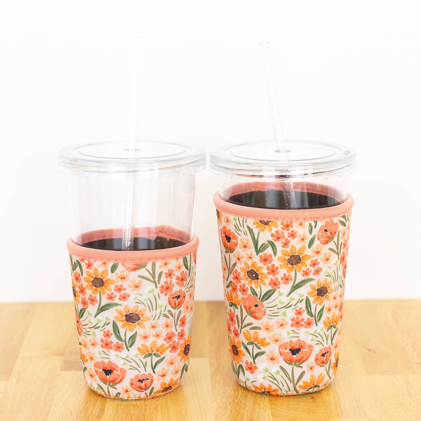 Sunny Poppies Drink Sleeve, Iced Coffee Sleeve, Drink Cover