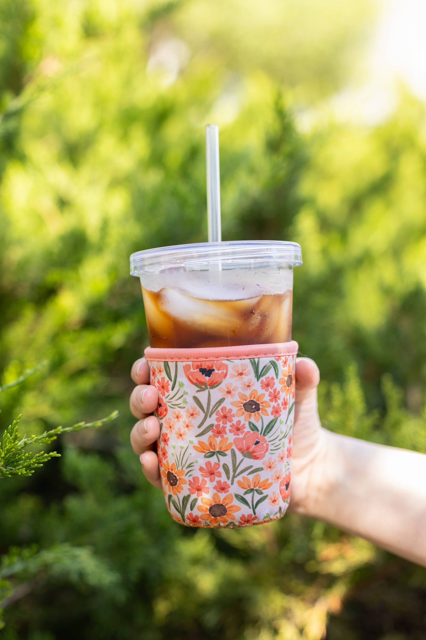 Sunny Poppies Drink Sleeve, Iced Coffee Sleeve, Drink Cover