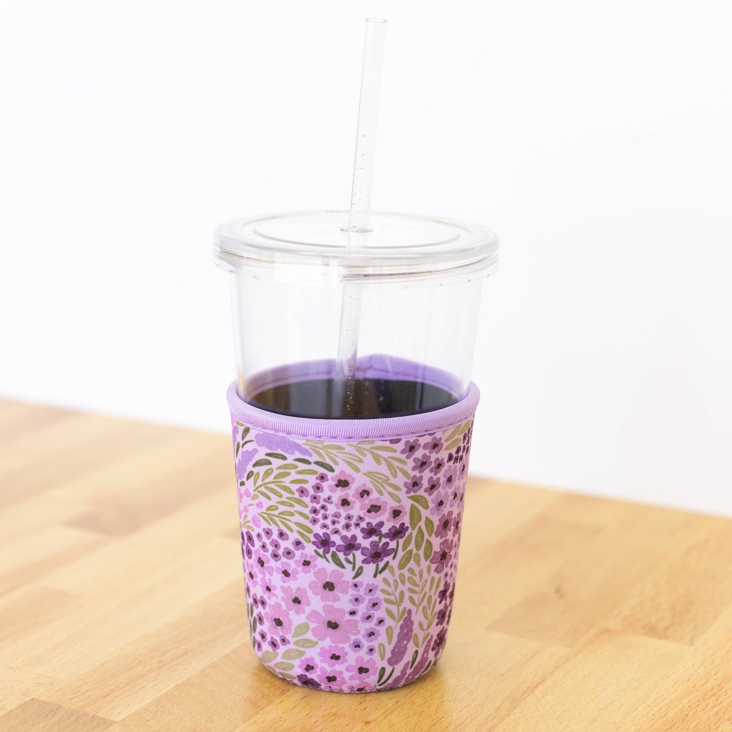 Lilac Floral Drink Sleeve, Iced Coffee Sleeve, Drink Cover