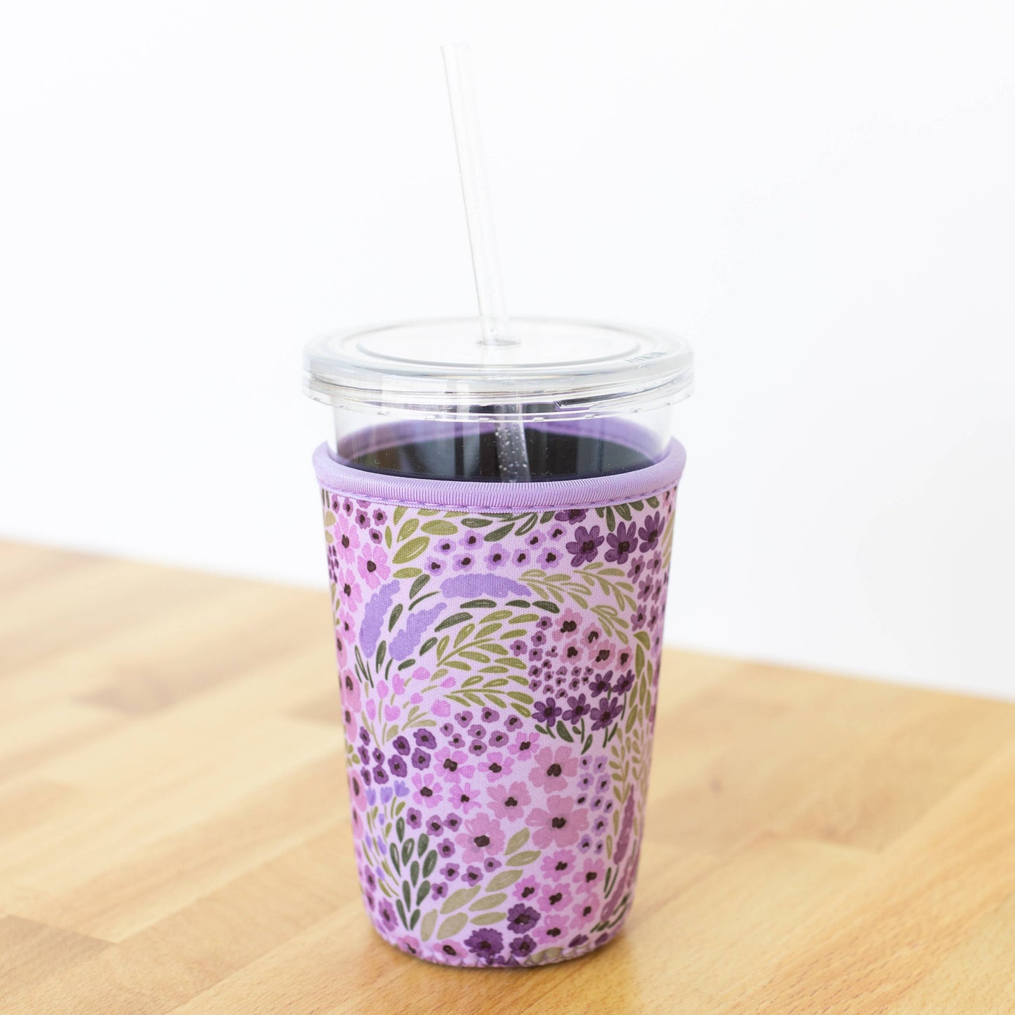 Lilac Floral Drink Sleeve, Iced Coffee Sleeve, Drink Cover