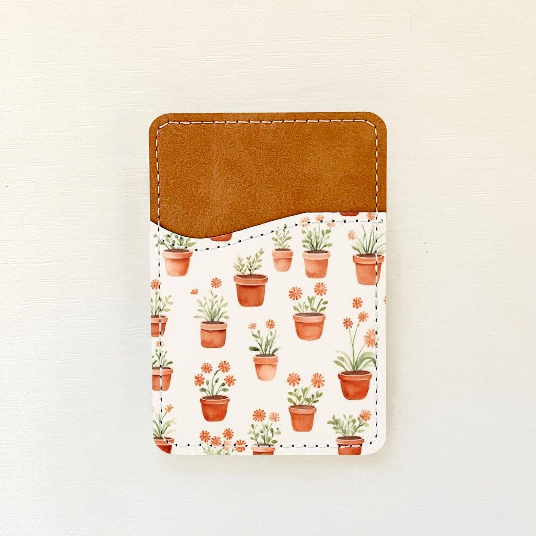 Neutral Florals Leather Card Holder