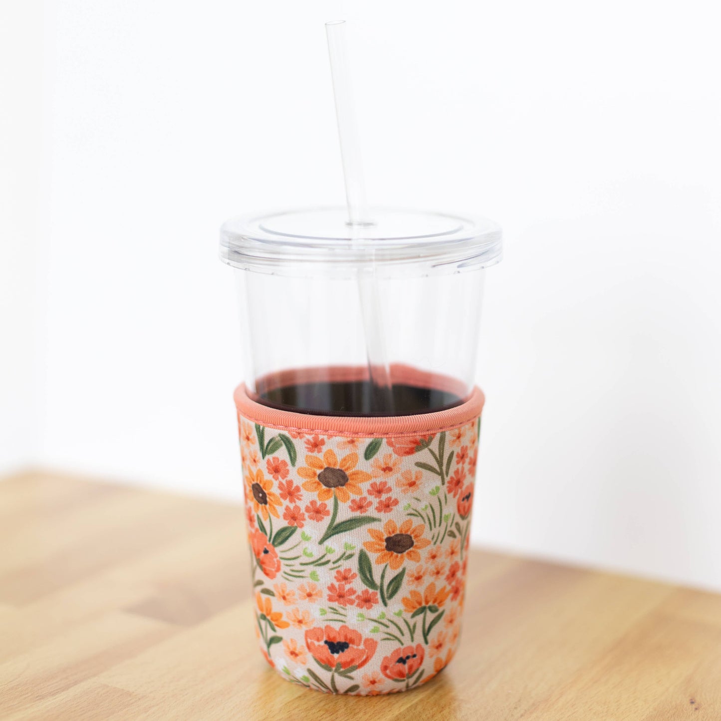 Sunny Poppies Drink Sleeve, Iced Coffee Sleeve, Drink Cover