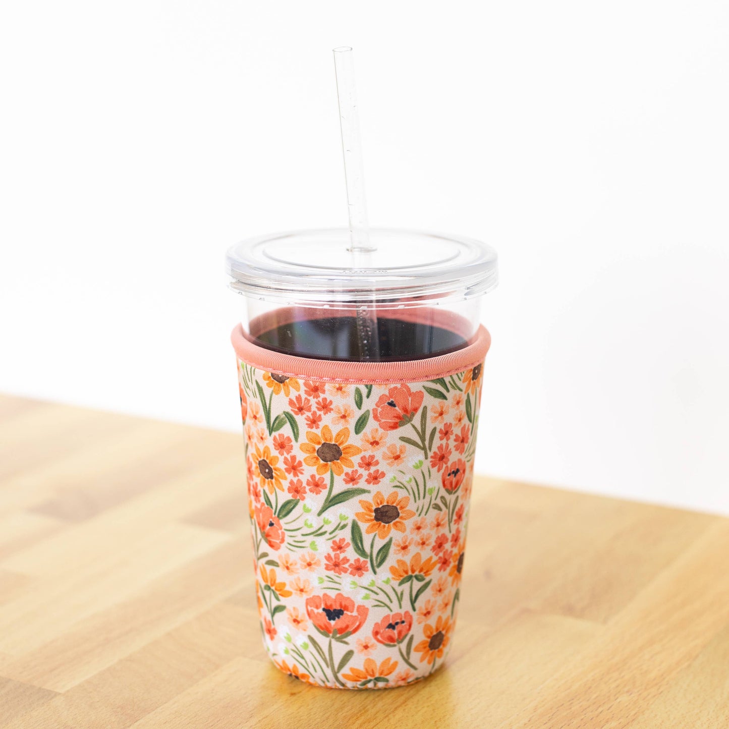 Sunny Poppies Drink Sleeve, Iced Coffee Sleeve, Drink Cover