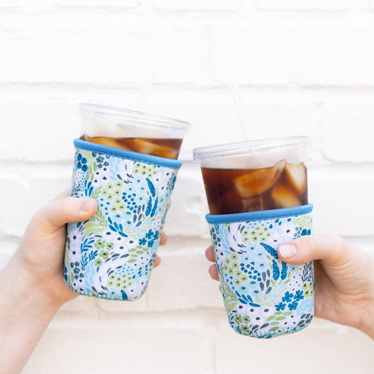 Waterfall Floral Drink Sleeve, Iced Coffee, Drink Cover