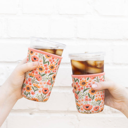 Sunny Poppies Drink Sleeve, Iced Coffee Sleeve, Drink Cover